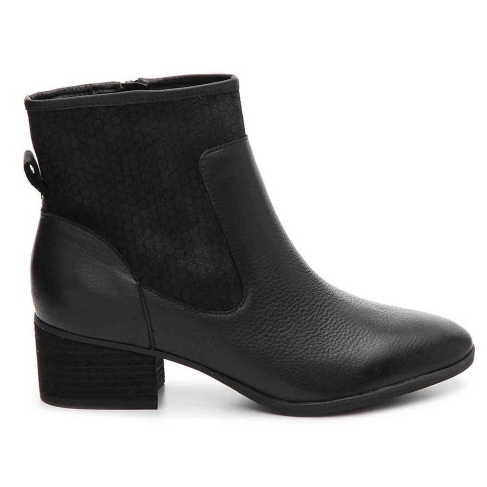 DR. SCHOLL’S Tawny Booties Boots Ankle Leather Block Heel Zip Up Black Size 9